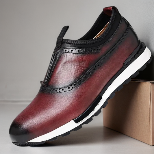 Men's Leather Slip-On Sneakers - Free Shipping