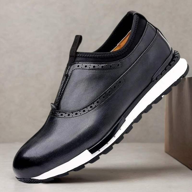 Men's Leather Slip-On Sneakers - Free Shipping
