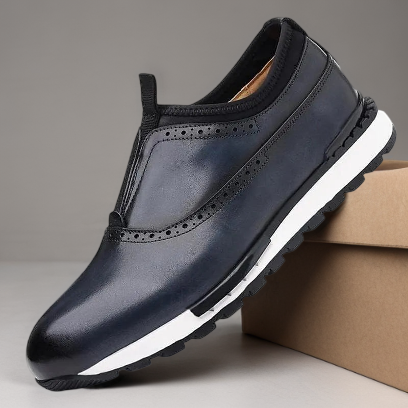 Men's Leather Slip-On Sneakers - Free Shipping
