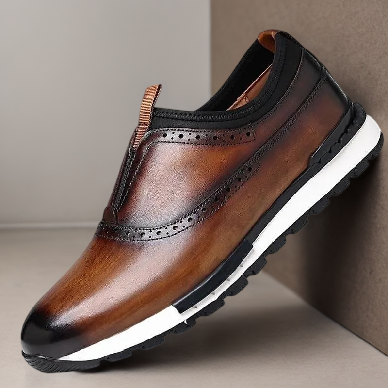 Men's Leather Slip-On Sneakers - Free Shipping