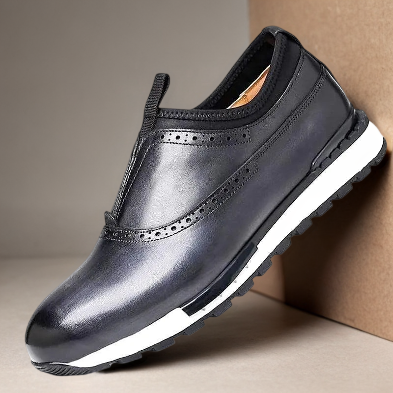 Men's Leather Slip-On Sneakers - Free Shipping