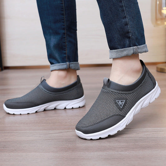 Men's Slip-On Mesh Sneakers with Cushioned Sole and Pull-Tab