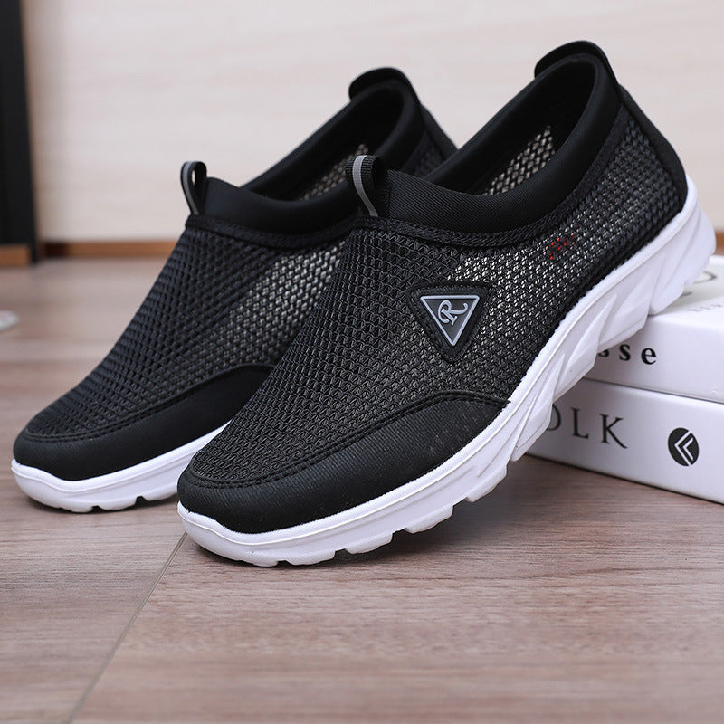 Men's Slip-On Mesh Sneakers with Cushioned Sole and Pull-Tab