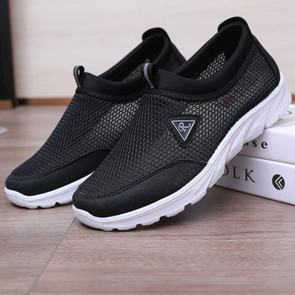 Men's Slip-On Mesh Sneakers with Cushioned Sole and Pull-Tab