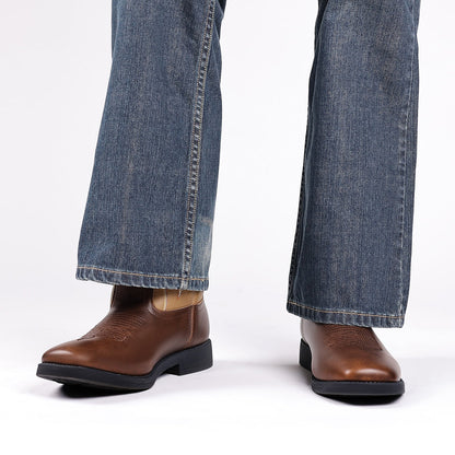 Classic Embroidered Vintage Wide Toe Western Cowboy Boots