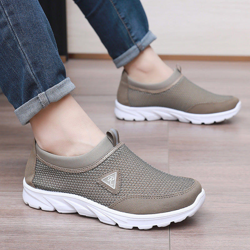 Men's Slip-On Mesh Sneakers with Cushioned Sole and Pull-Tab