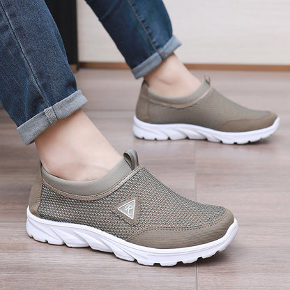 Men's Slip-On Mesh Sneakers with Cushioned Sole and Pull-Tab