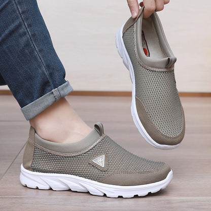 Men's Slip-On Mesh Sneakers with Cushioned Sole and Pull-Tab