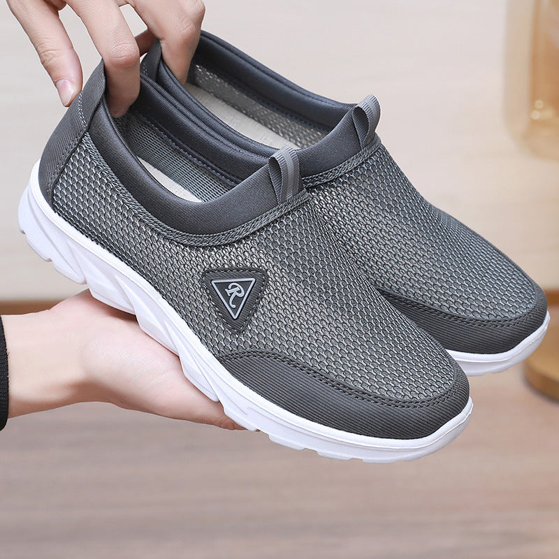 Men's Slip-On Mesh Sneakers with Cushioned Sole and Pull-Tab