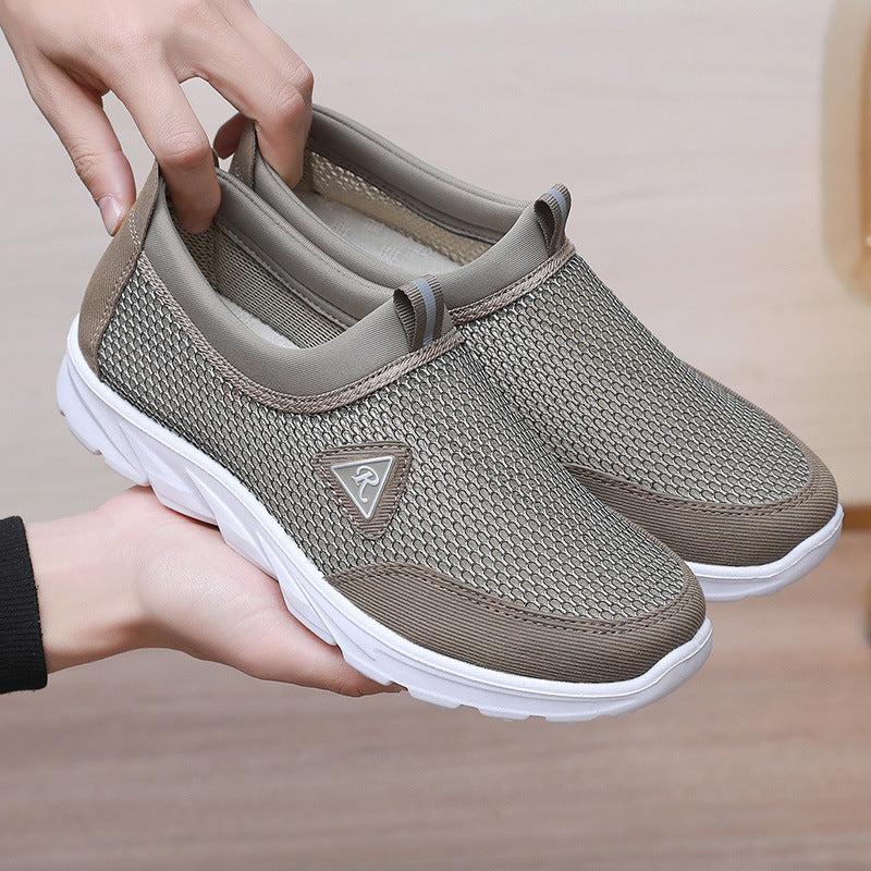 Men's Slip-On Mesh Sneakers with Cushioned Sole and Pull-Tab