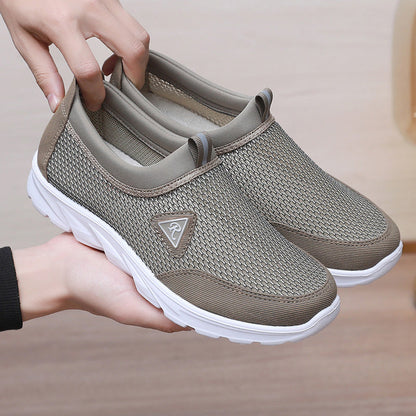 Men's Slip-On Mesh Sneakers with Cushioned Sole and Pull-Tab