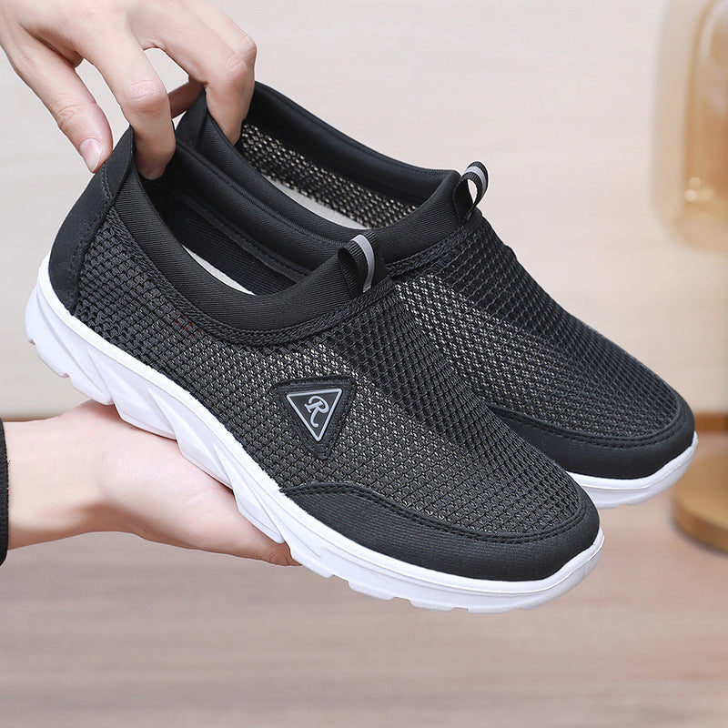 Men's Slip-On Mesh Sneakers with Cushioned Sole and Pull-Tab