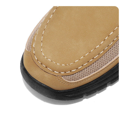 Men's Slip-On Suede Loafers with Mesh Upper and Textured Sole