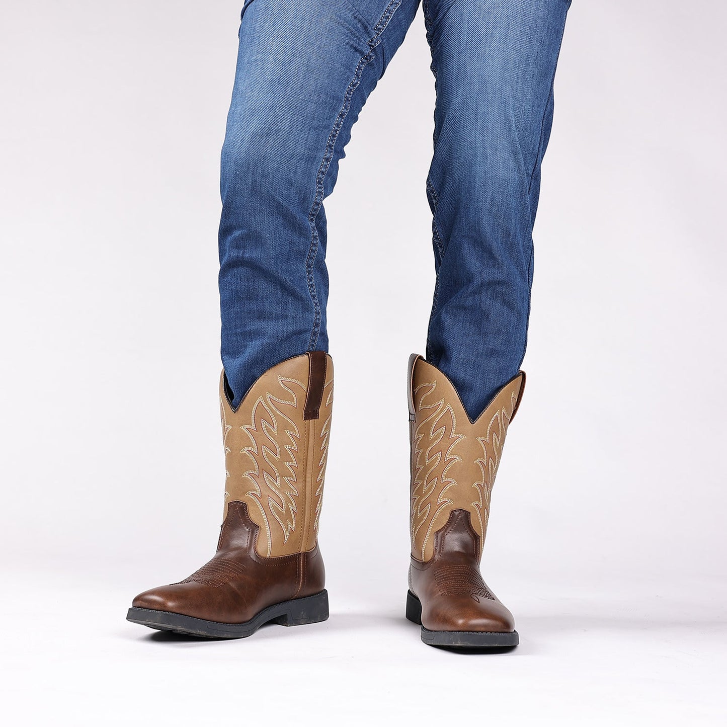 Classic Embroidered Vintage Wide Toe Western Cowboy Boots