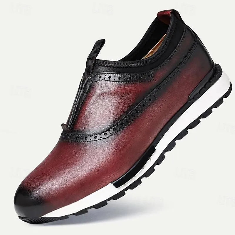 Men's Leather Slip-On Sneakers - Free Shipping