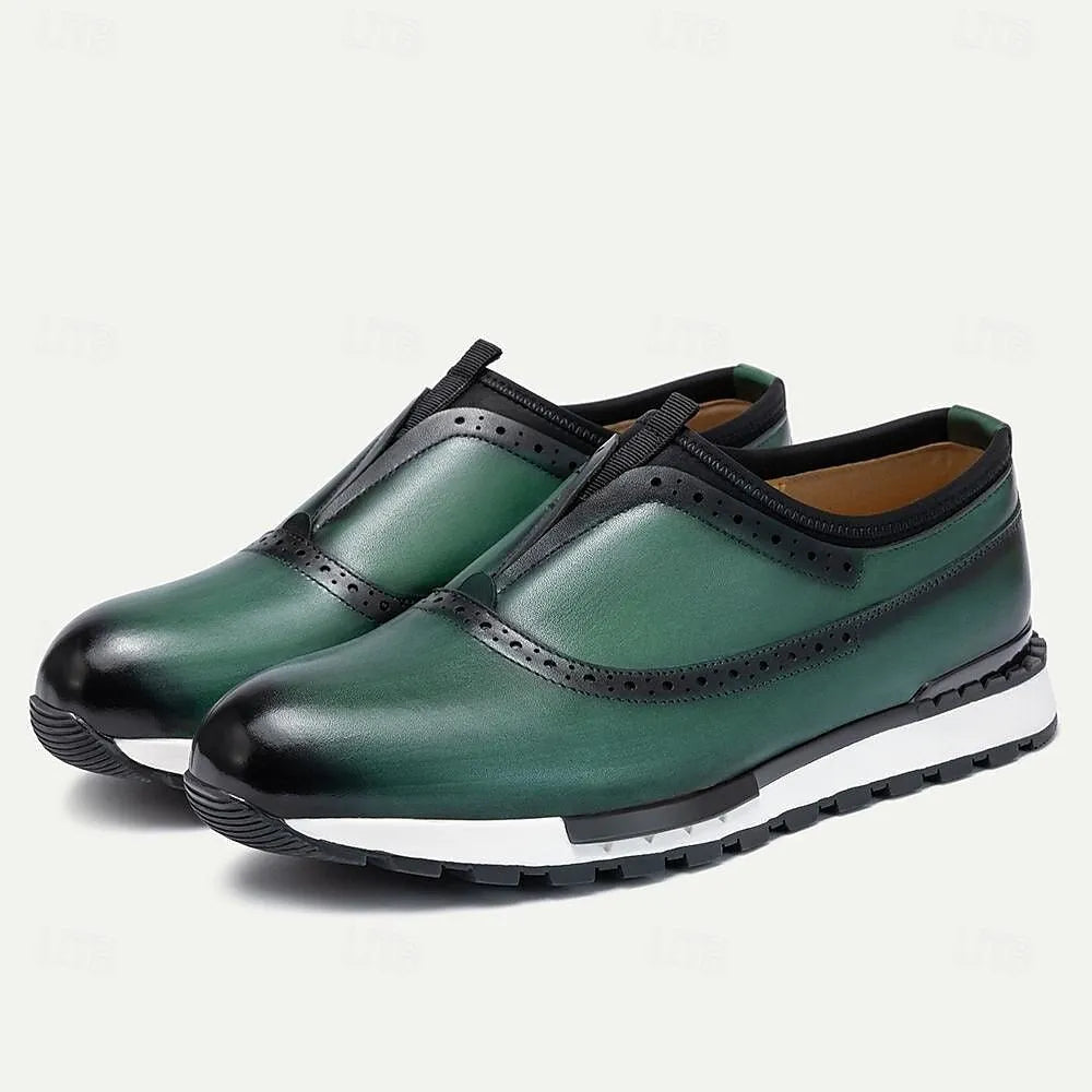 Men's Leather Slip-On Sneakers - Free Shipping