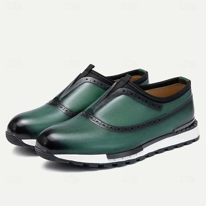 Men's Leather Slip-On Sneakers - Free Shipping