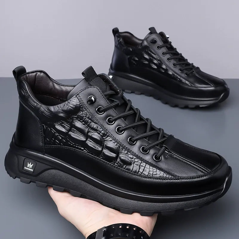Men's Slip-On Crocodile Leather Sneakers