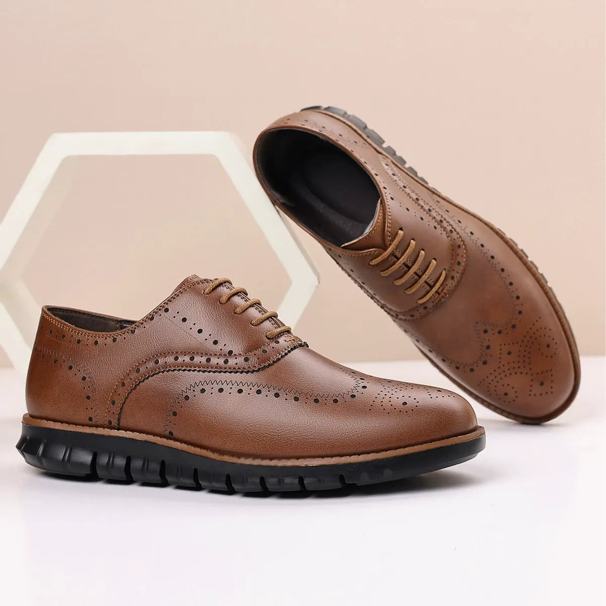 Retro hollow-soled work and casual Oxford leather shoes