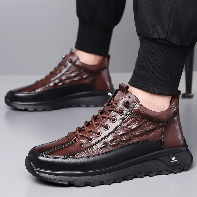 Men's Slip-On Crocodile Leather Sneakers