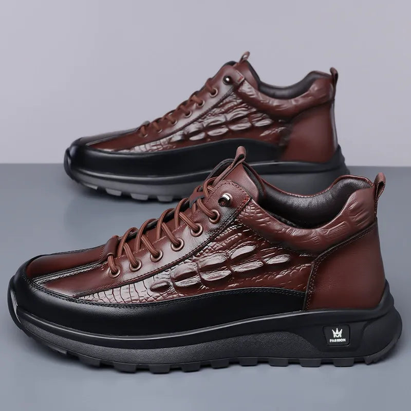 Men's Slip-On Crocodile Leather Sneakers
