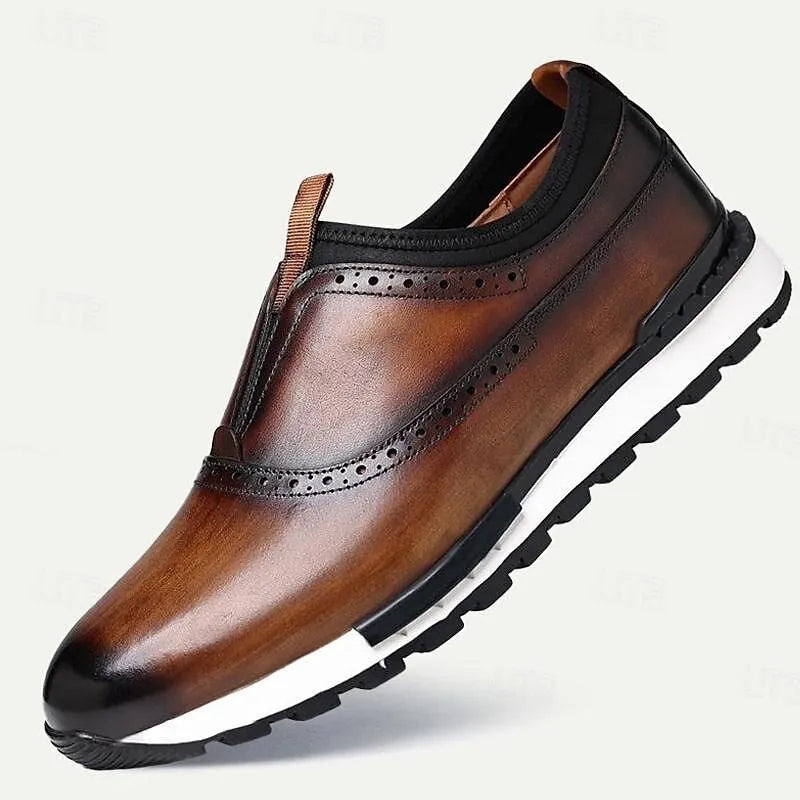 Men's Leather Slip-On Sneakers - Free Shipping