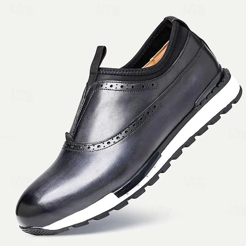 Men's Leather Slip-On Sneakers - Free Shipping