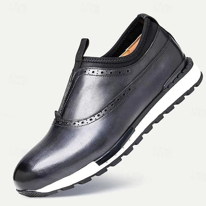 Men's Leather Slip-On Sneakers - Free Shipping
