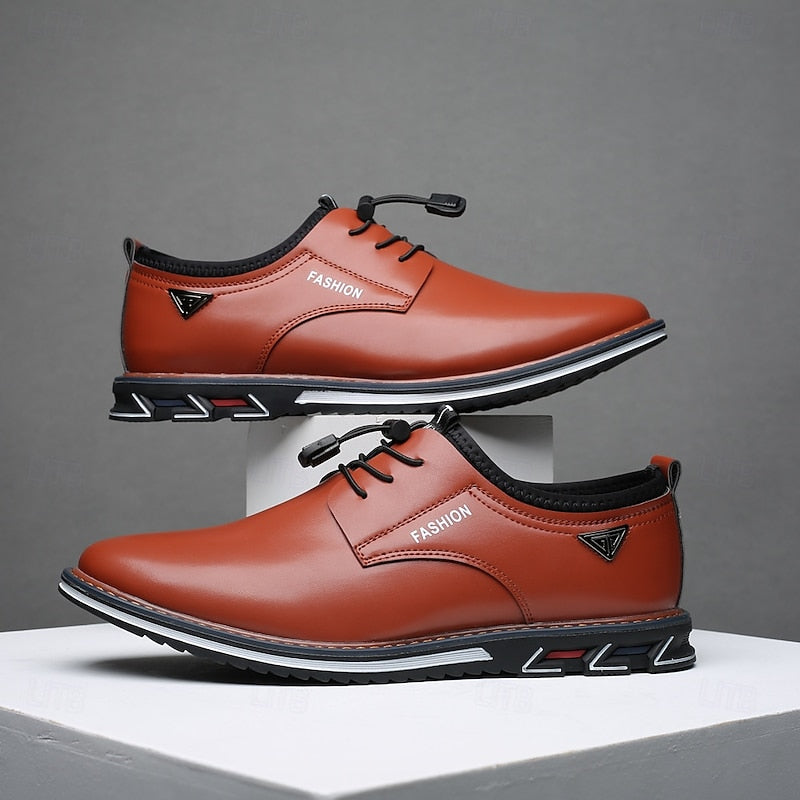 Men's Leather Formal Business Slip On Oxford Dress Shoes